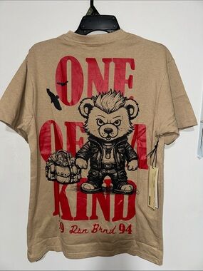 Reason One of a Kind Bear Graphic Tee - Tan with Red & Black Print